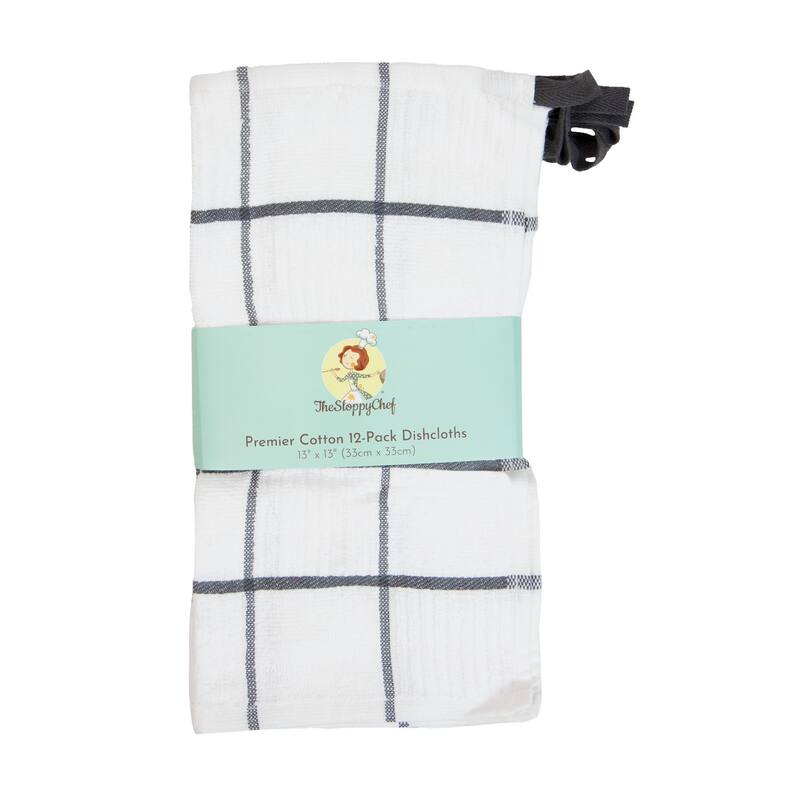 The Sloppy Chef Premier 12-Piece Windowpane Dishcloths - 13x13