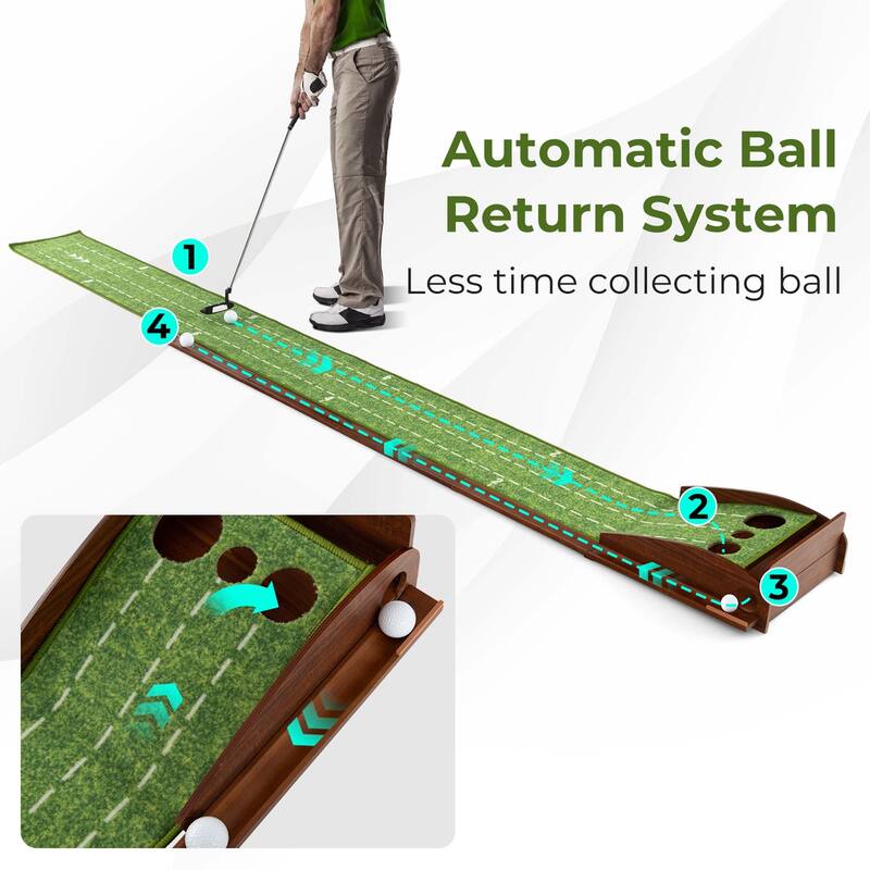 Costway Putting Green Practice Golf Putting Mat with Auto Ball Return