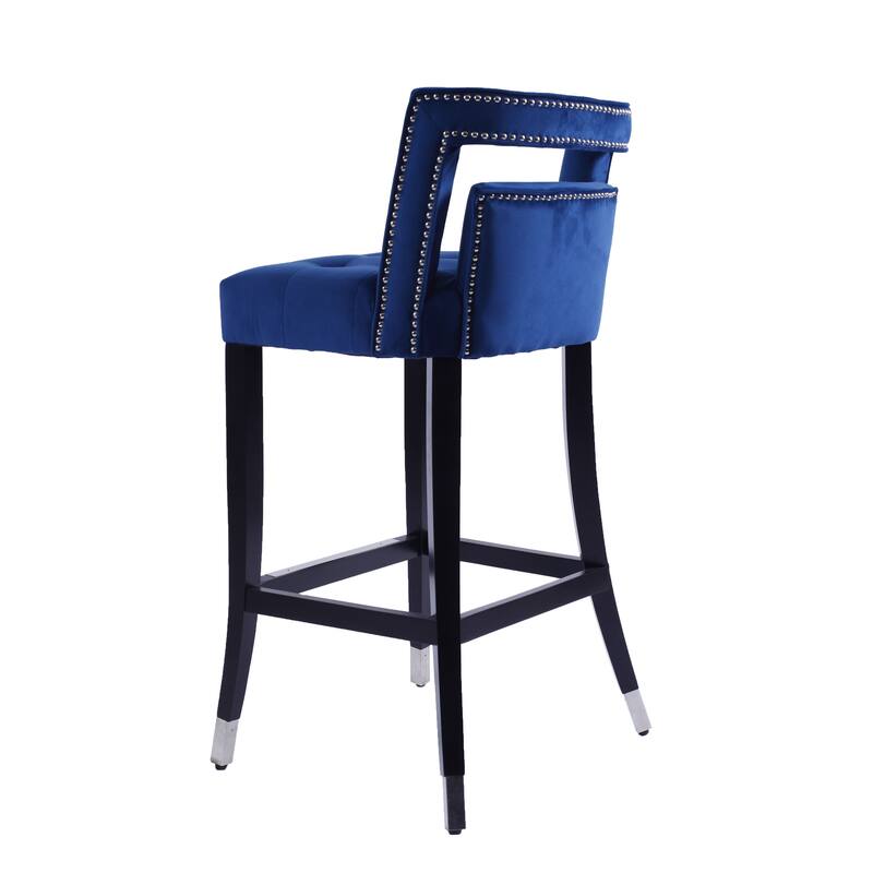 Velvet Barstool with Nailheads,2 pcs Set