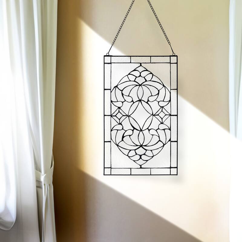 River of Goods 20-Inch Floral Clear Glass Window Panel - 12" x 0.25" x 20"