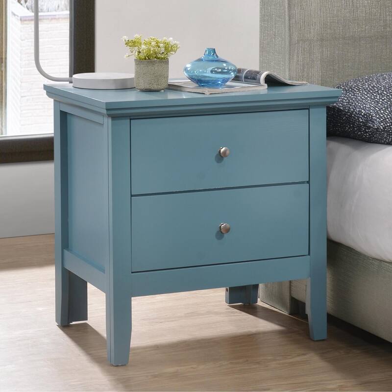 Vivid Teal Nightstand with Two Drawers - Teal