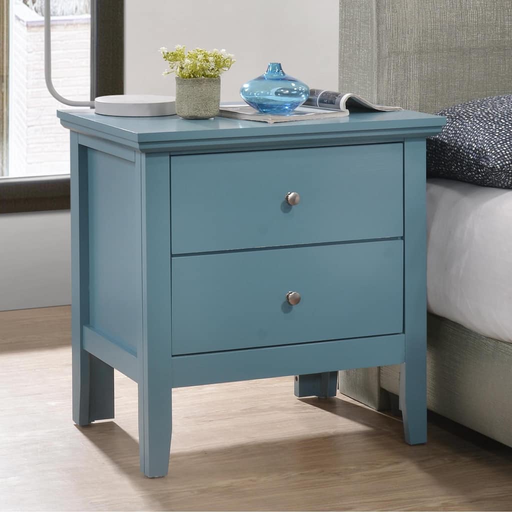Vivid Teal Nightstand with Two Drawers