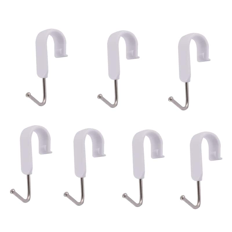 Wardrobe Kitchen Plastic S Shaped Hang Hooks White 19mm Diameter 7pcs - White,Silver Tone - 2.6" x 1.2" x 0.6"(L*W*T)