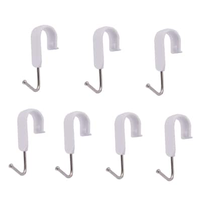 Wardrobe Kitchen Plastic S Shaped Hang Hooks White 19mm Diameter 7pcs - White,Silver Tone - 2.6" x 1.2" x 0.6"(L*W*T)