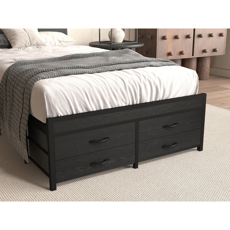 Twin Size Bed Frames with Storage Drawers and Headboard.
