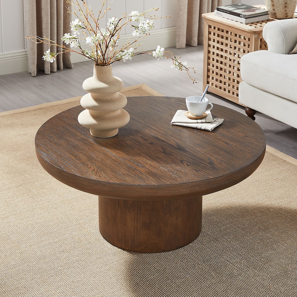 Round Tea & Coffee Table Dark Brown Decorative Table Center Table