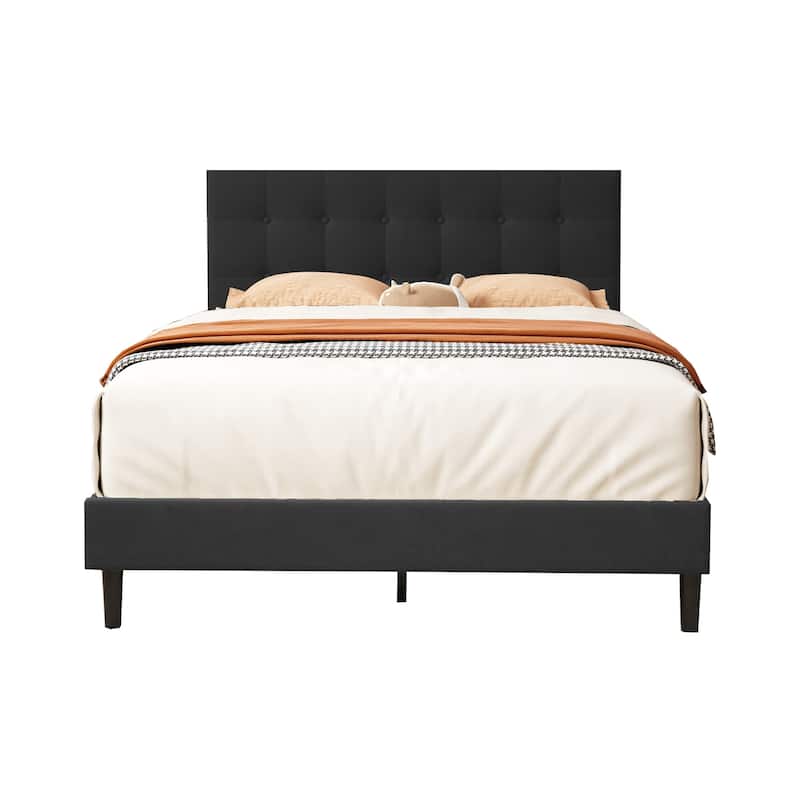 Alazyhome Square Tufted Upholstered Platform Bed Frame
