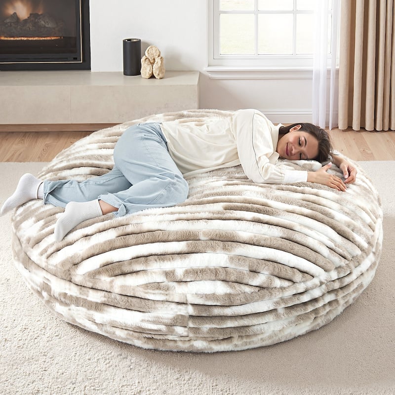 5-foot Round Plush Corduroy Convertible Bean Bag Chair Lounge