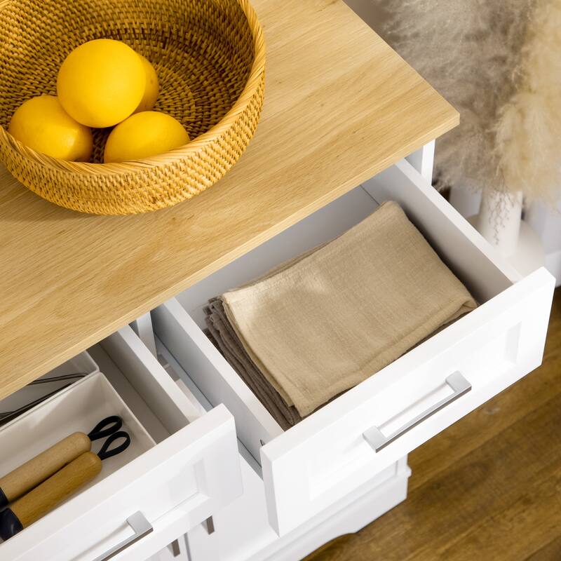 HOMCOM Modern Kitchen Sideboard Buffet Cabinet with Storage Versatility, 3 Drawers, Cabinets and Adjustable Shelf
