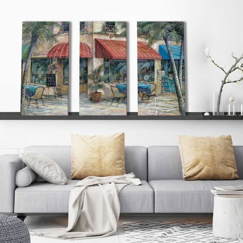 "Cafe of the Arts" by Ruane Manning 3 Piece Set on Canvas