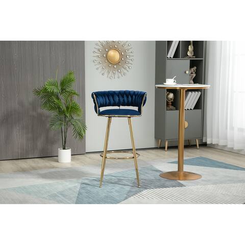 Retro Bar Stools with Back & Footrest, Counter Height Dining Chairs