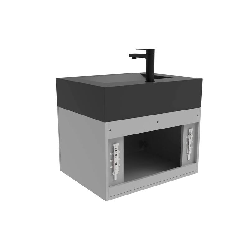 Nile 24-Inch Wall Mounted Bathroom Vanity Set w/ Black Top