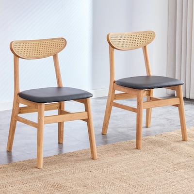 Two stylish and durable solid wood dining chairs with PU cushions