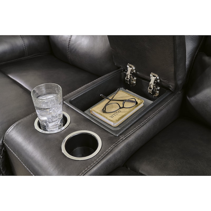 Signature Design by Ashley Mountainous Black Power Reclining Loveseat - 82"W x 42"D x 42"H