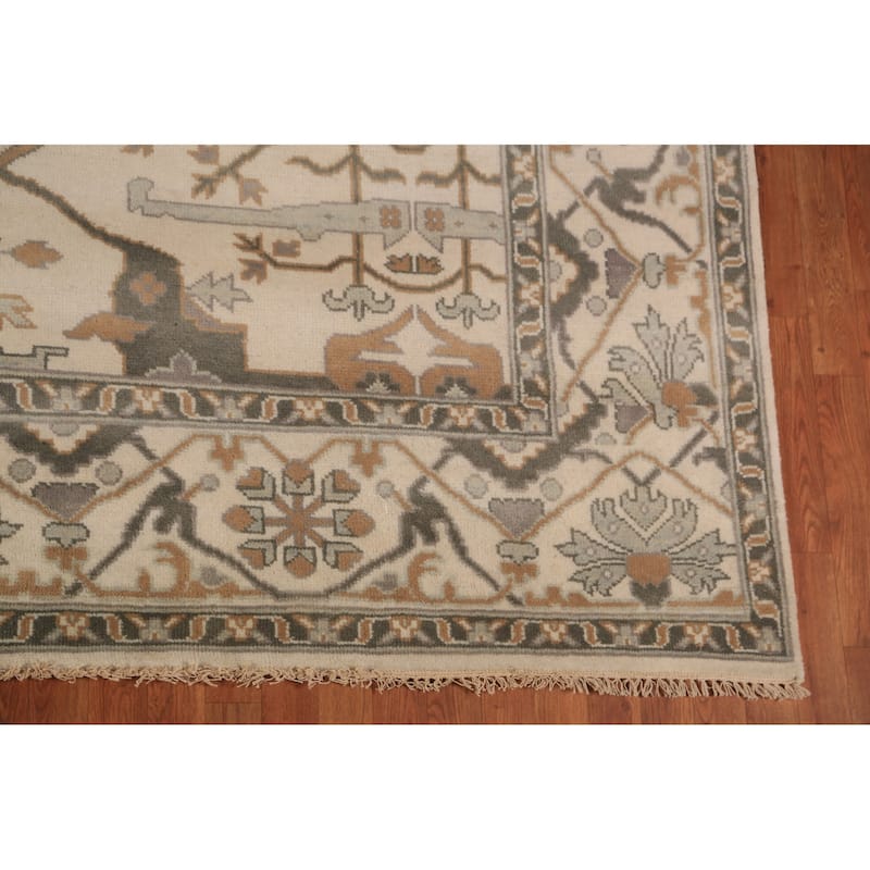 Earth Tone Large Oushak Indian Rug Handmade Wool Carpet - 9'0"x 18'1"