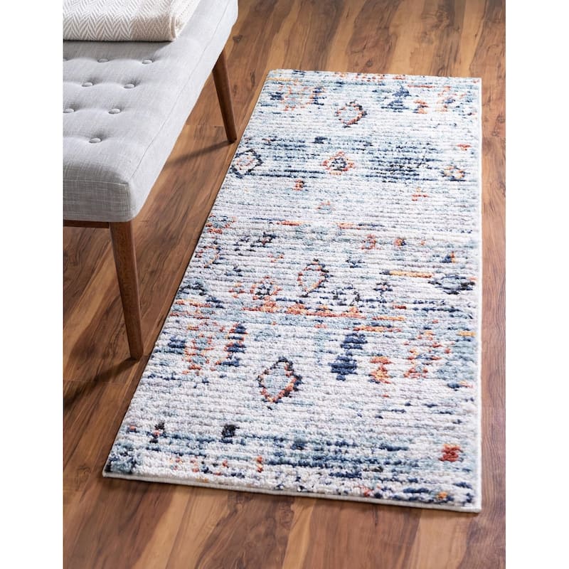 Contemporary Zaire Collection Area Rug - Ivory - 2'7"x10'