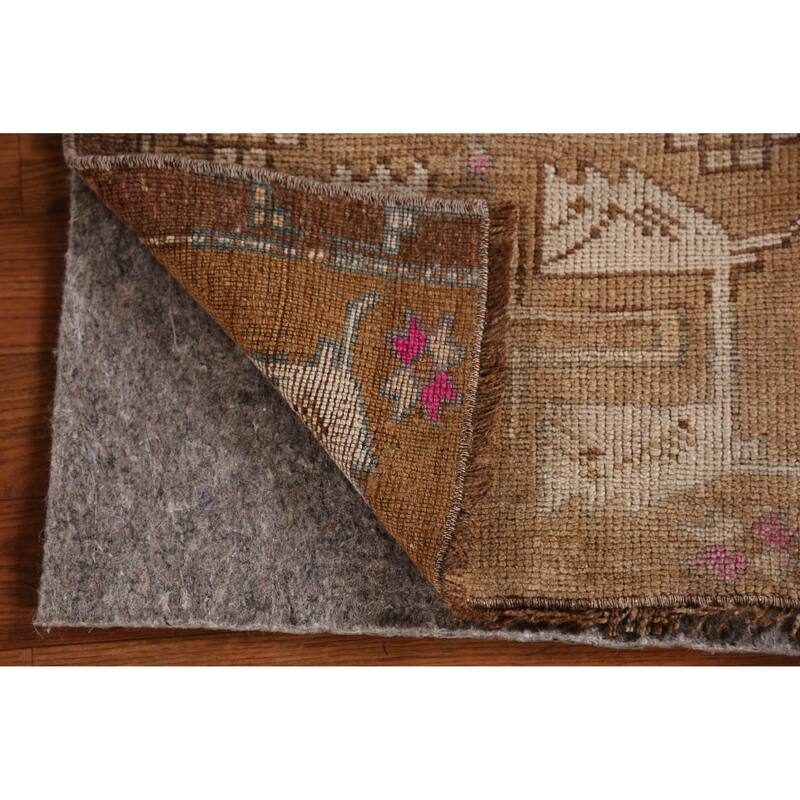 Hand Knotted Oriental 100% Wool Carpet Transitional Tribal Brown Anatolian Area Rug - 2' 3'' X 1' 8''