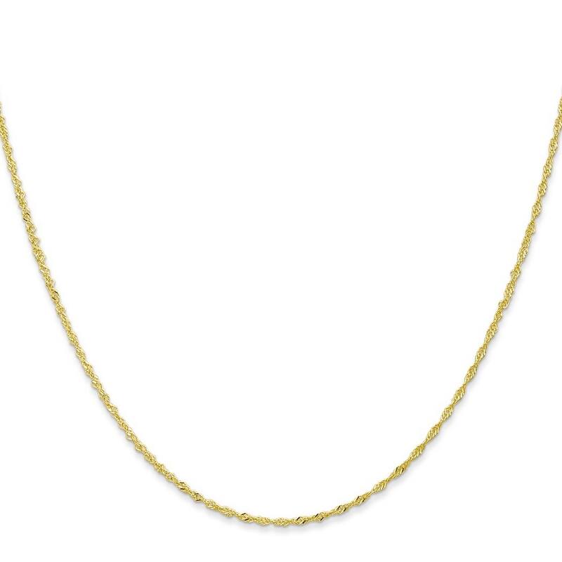 Curata 10k Yellow Gold 1.1mm Solid Singapore Chain Necklace (Spring-ring) Options: 16 18 20 24
