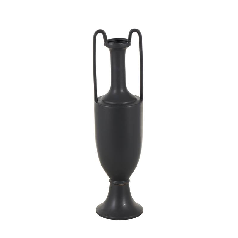 Ceramic Fluted Urn Shaped Vase with Arch Handles - Black or White - Roche River Decor