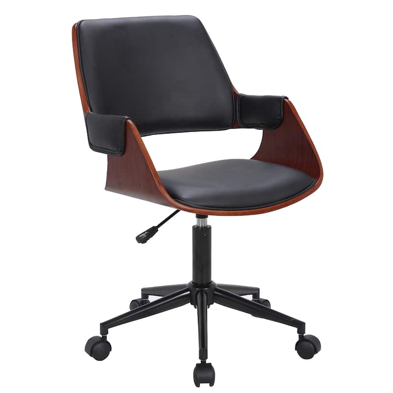 Porthos Home Deluxe Faux Leather Mid-Century Office Chair - Black