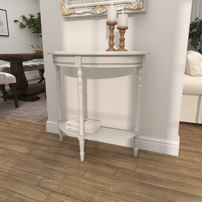 Light Gray Wood Half Moon 1 Shelf Console Table