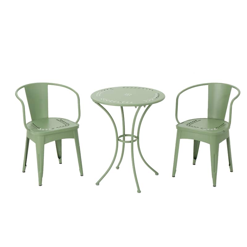 Roomfitters 3-Piece Metal Bistro Set, Outdoor Patio Table and Chairs for Balcony, Garden or Deck