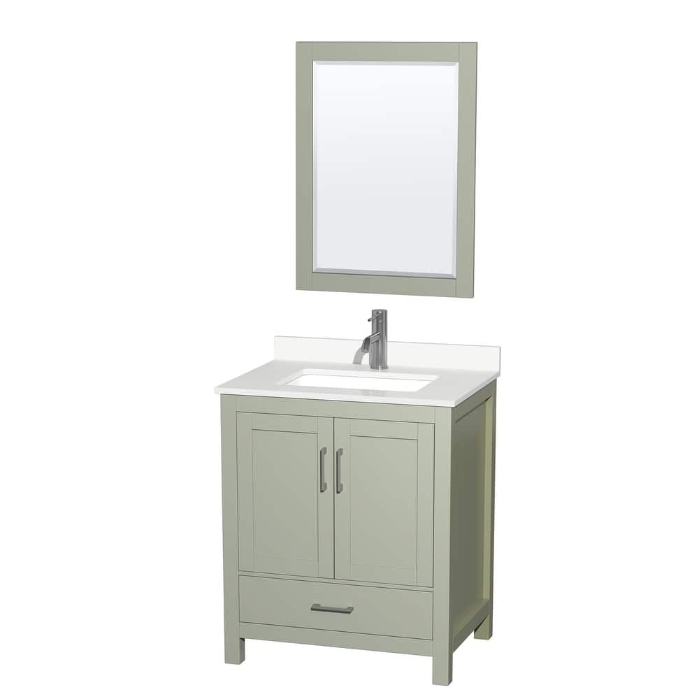 Sheffield 30-inch Single Vanity, Single Hole Quartz Top,24-inch Mirror