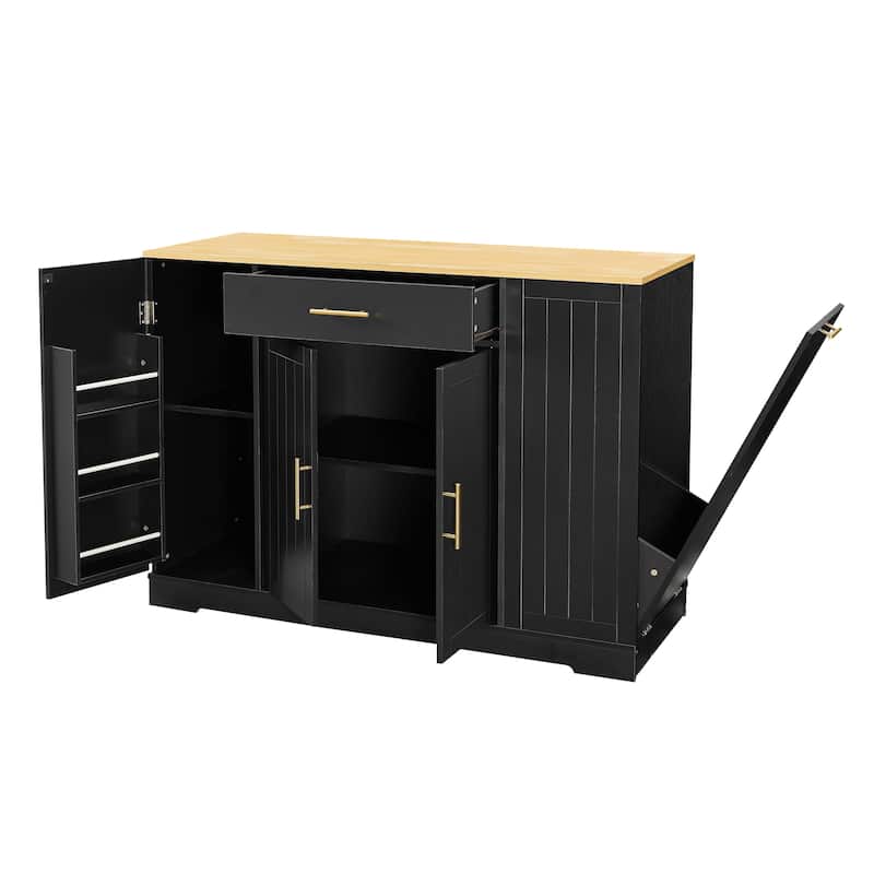 53" Kitchen Storage Islands with Drawers and Trash Can Storage for Kitchen & Dining, 53.2"W x 20.9"D x 38.0"H