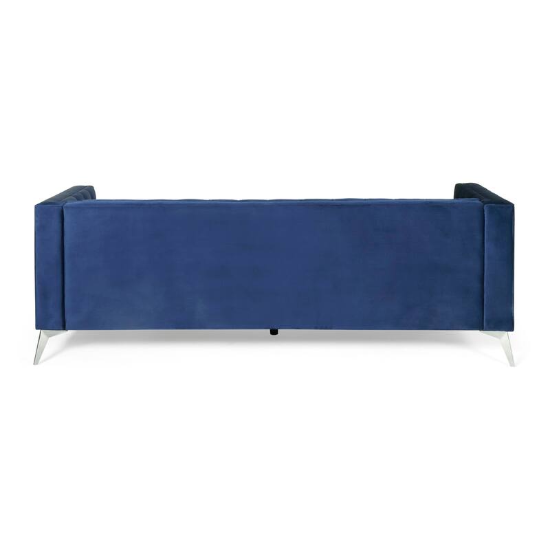 Faux Leather Button Tufted 3-seater Sofa with T-shaped Iron Legs