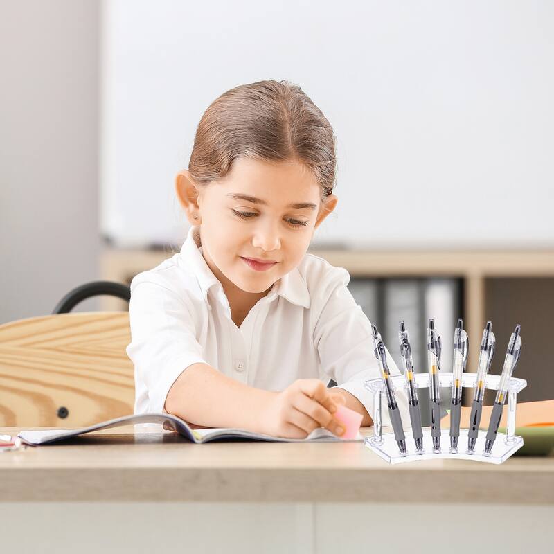 Plastic Pen Holder, 6-Slot Acrylic Pen Display Stand Vertical Clear - 14.5cm x 6.5cm