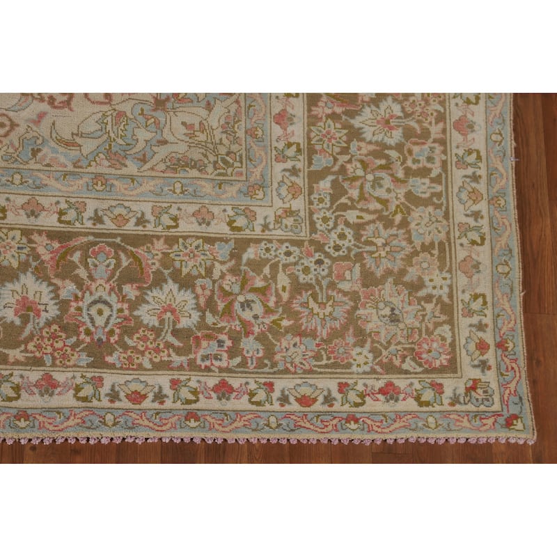 Distressed Kashan Persian Vintage Rug Handmade Wool Carpet - 9'6"x 13'4"