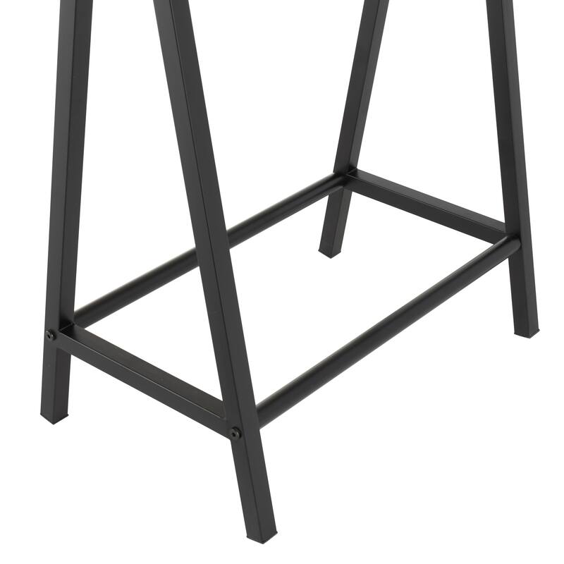 Brown Wooden Console Table with Black Metal Supports