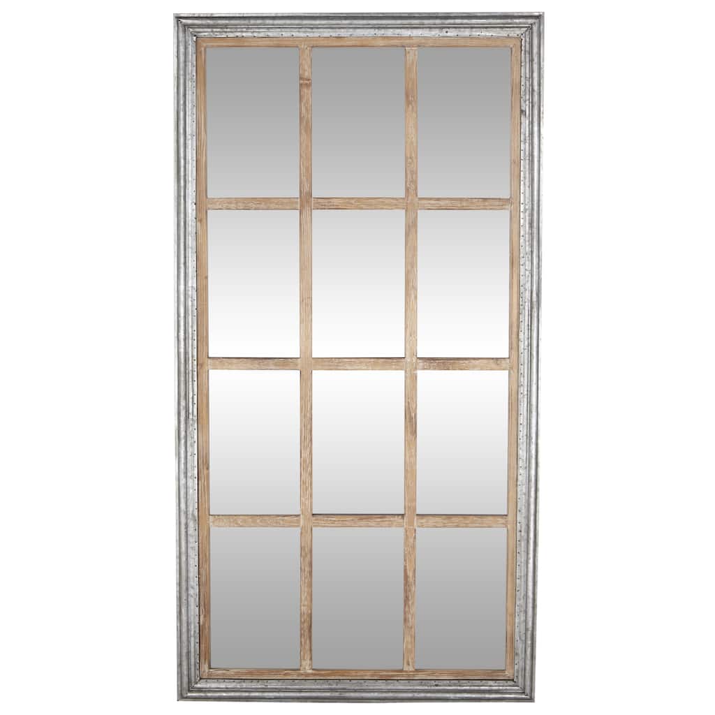 Metal Window Pane Inspired Wall Mirror - Brown - Roche River Decor