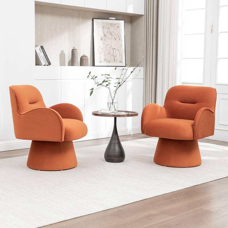 SEYNAR Modern Glam Velvet 360 Degree Swivel Armchair Set of 2