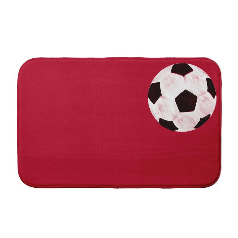 Soccer Ball Bath Mat - 17 x 24 - Red