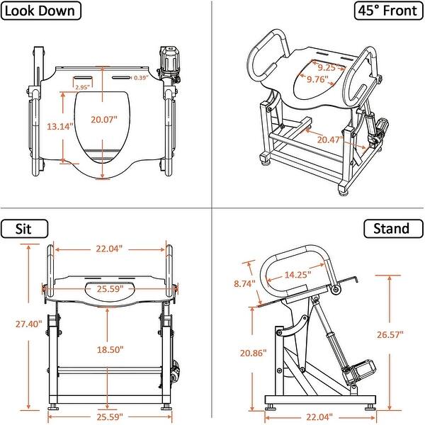 Electric Toilet Seat Lift with Handles White Bed Bath