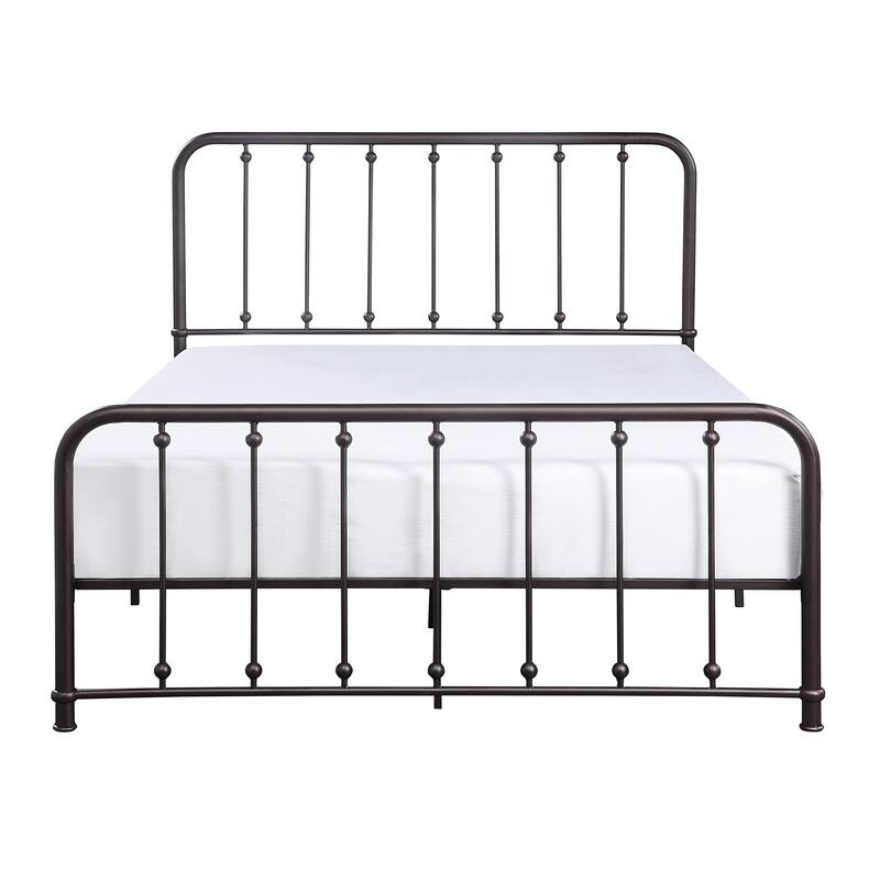 Classic Queen Platform Bed Dark Bronze Finish Metal Frame Bedroom Furniture 1pc