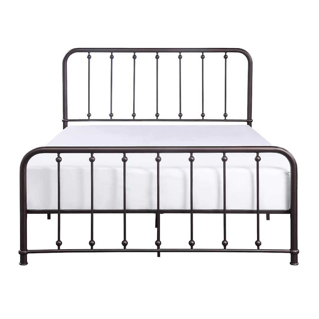 Classic Queen Platform Bed Dark Bronze Finish Metal Frame Bedroom Furniture 1pc