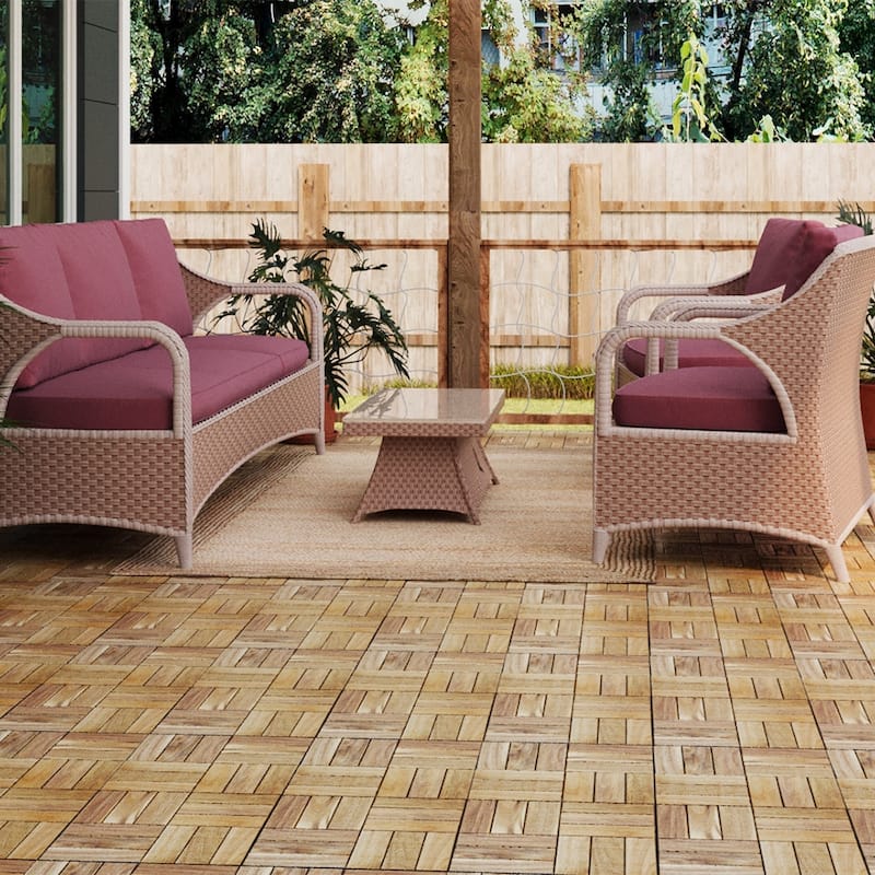 1 ft. x 1 ft. Acacia Wood Outdoor Interlocking Deck Tiles, Box of 10