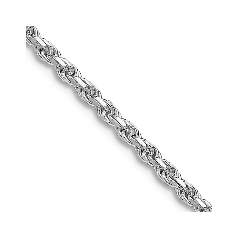 Curata 925 Sterling Silver Rhodium Unisex 1.75mm Diamond Cut Rope Chain Necklace