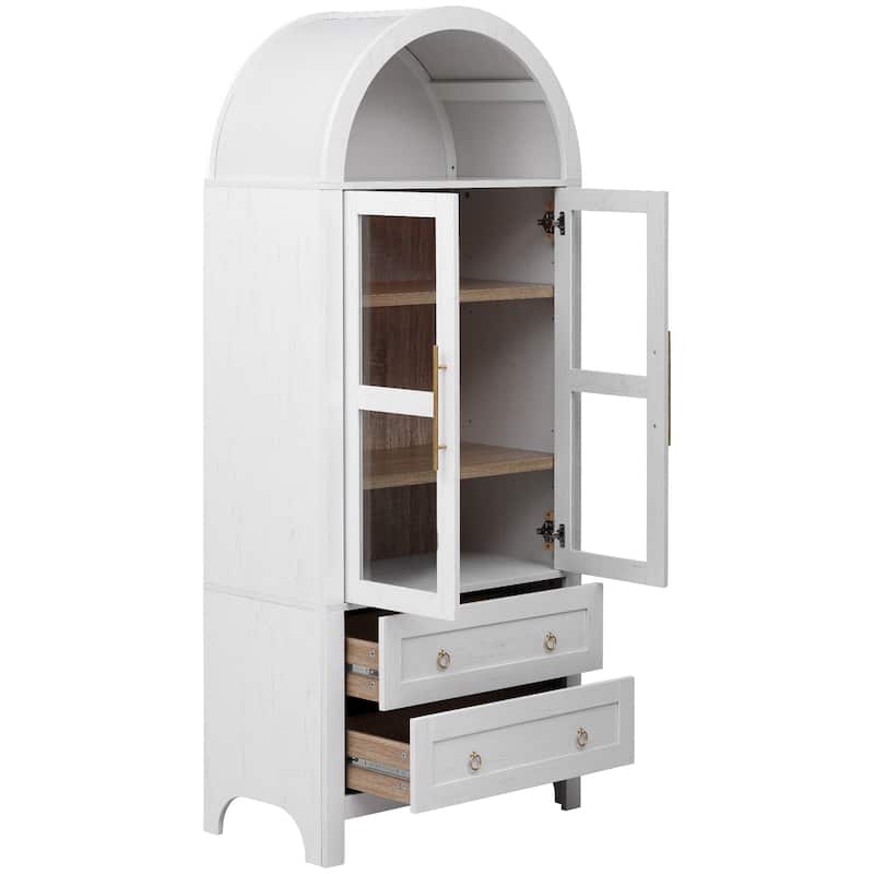 Spruce & Spring 71" Tall Arched Kitchen Pantry Cabinet with 2 Large Drawers