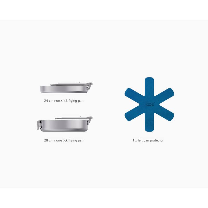 Joseph Joseph Space Steel 2-piece Ceramic Non-stick Fry Pan Set with Folding Handles