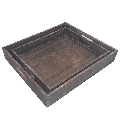Set of 2 decorative wooden serving tray - 8'6" x 13' - 8'6" x 13'