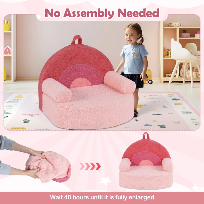 Gymax Kids Couch Toddler Foam Sofa w/ Soft & Machine-Washable Teddy