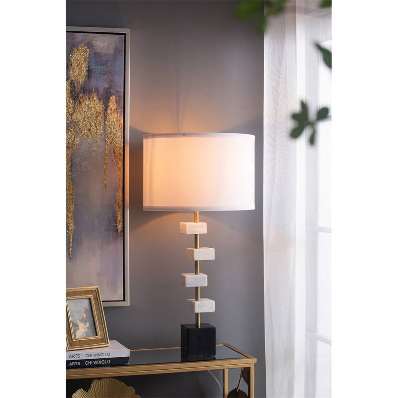D15x30" Table Lamp (Lamp Shade Assembly Required) - Black White