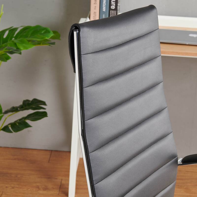 LUXMOD® Office Chair Faux Leather Silver Frame Adjustable and Swivel