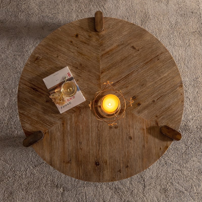 Rustic Round Coffee Table - Wood Look, Easy Assembly, Space-Saving