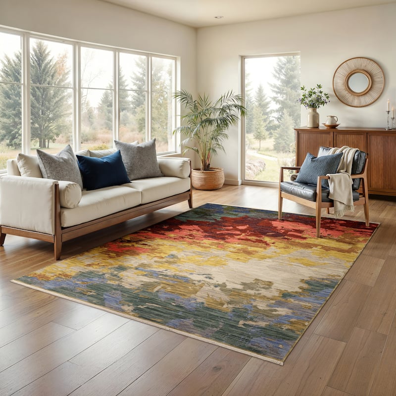 Style Haven Shiloh Abstract Horizons Beige/Multi Wool Blend Area Rug - 9' 10" x 12' 10" - Rectangle