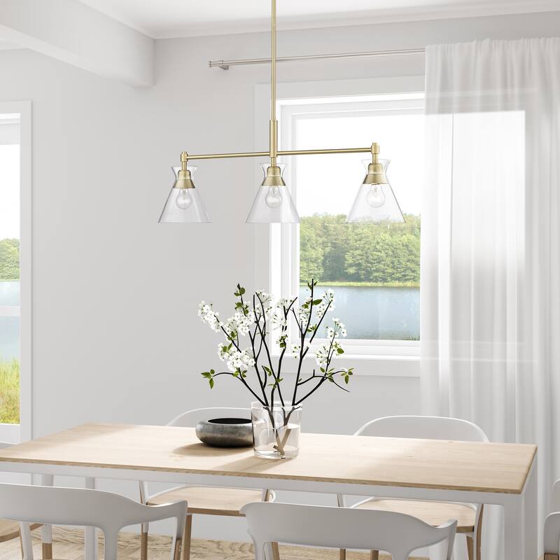 Malta 34" Wide 3-Light Linear Pendant with Clear Glass