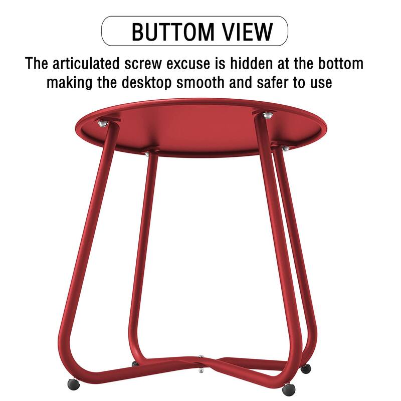 E-Coated Steel Side Table, Weather- Resistant Outdoor 18” Round End Table Accent Table for Bistro Balcony Apartment
